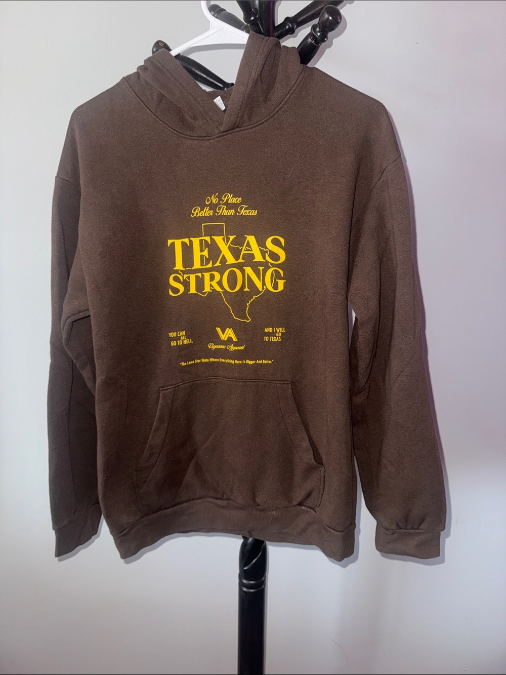 American Apparel Texas Strong Brown Hoodie Sweatshirt 32.T